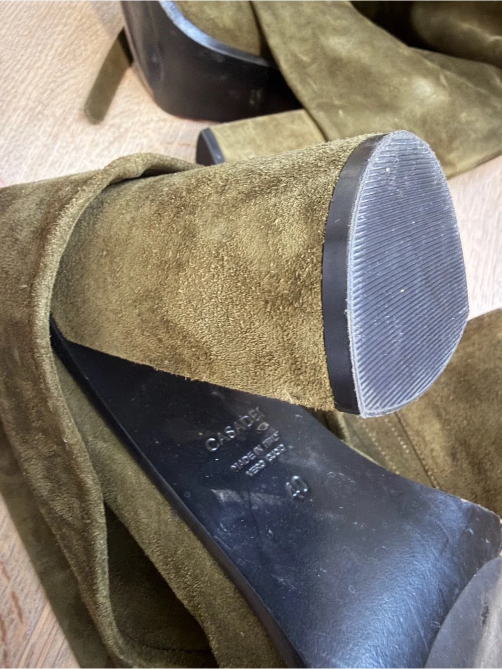 Casadei Olive Over-the-Knee Suede Boots